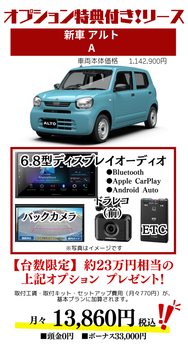新車アルトのカーリース見積もり