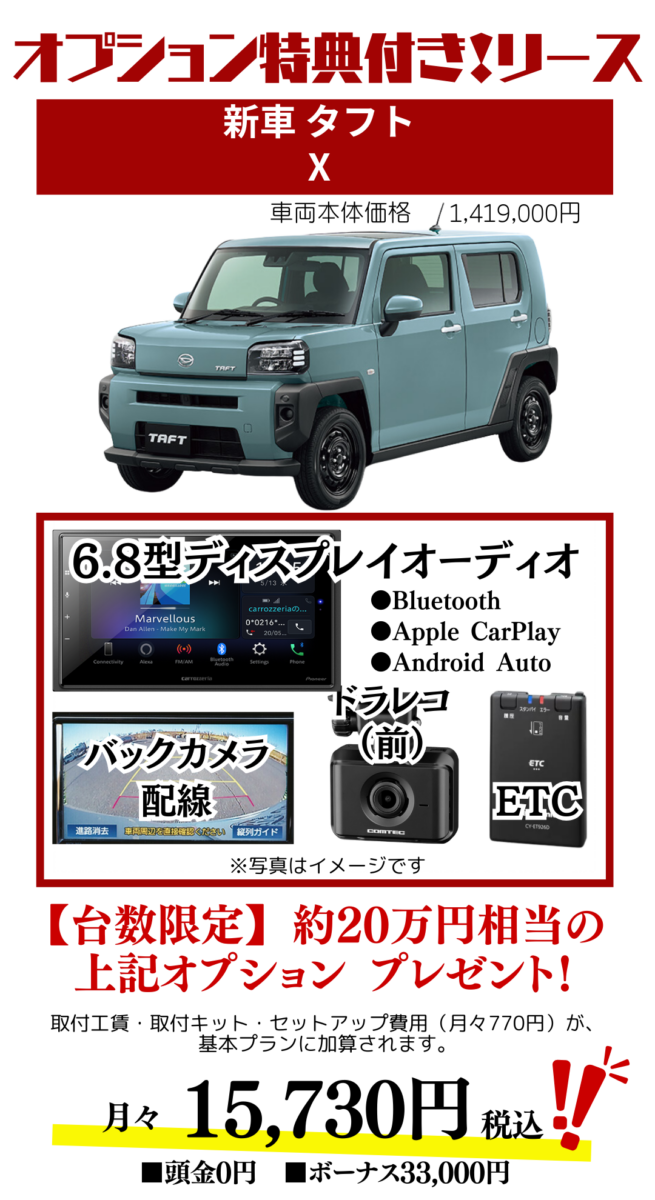 新車タフトのカーリース見積もり