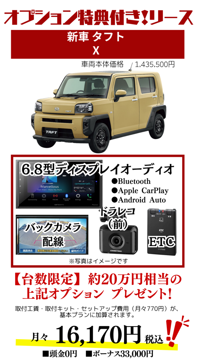 新車タフトのカーリース見積もり