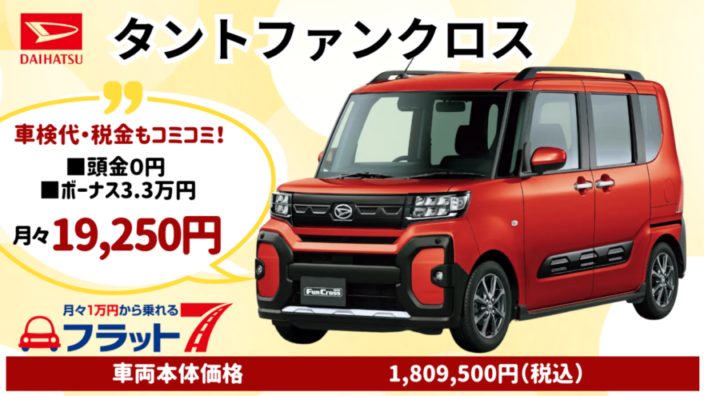 新車タントファンクロスのカーリース