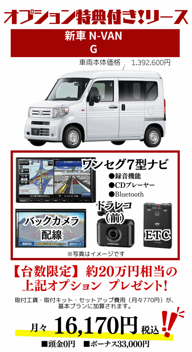 新車N-VANのカーリース見積もり