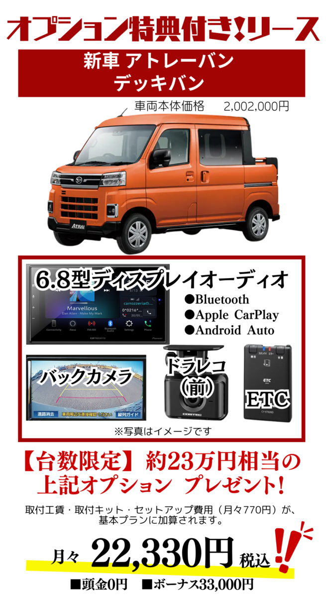 新車アトレーデッキバンのカーリース見積もり
