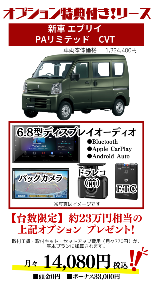新車エブリイのカーリース見積もり