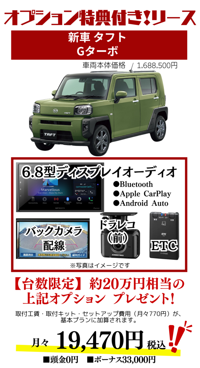 新車タフトGターボのカーリース見積もり