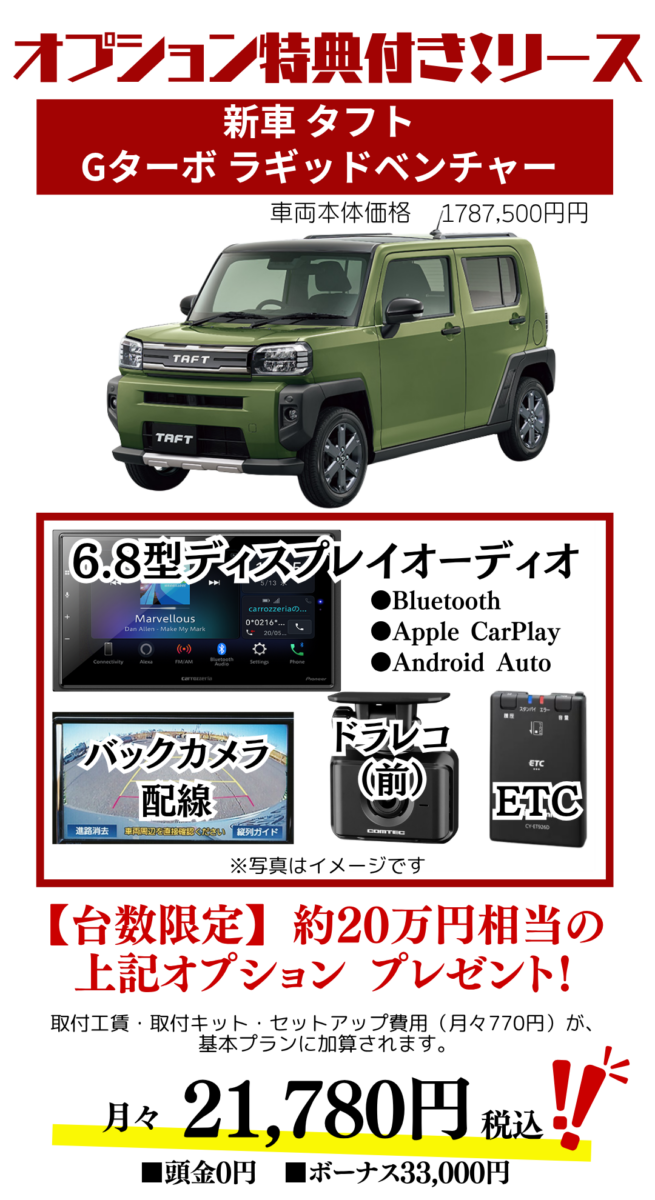 新車タフトGターボラギッドベンチャーのカーリース