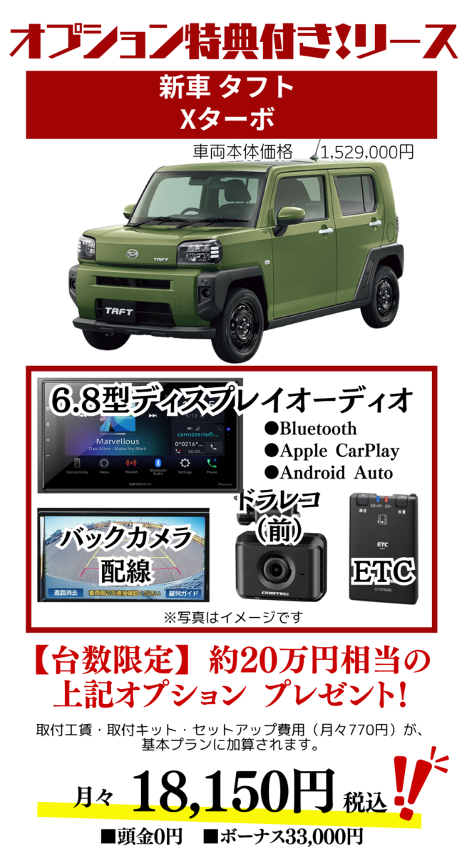 新車タフトXターボのカーリース見積もり