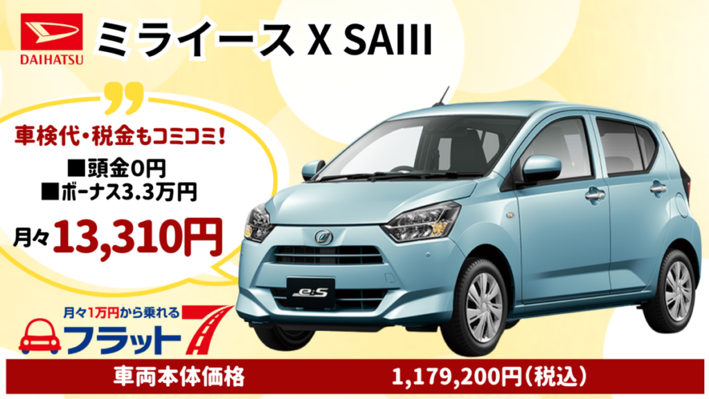 新車ミライースXSAⅢのカーリース