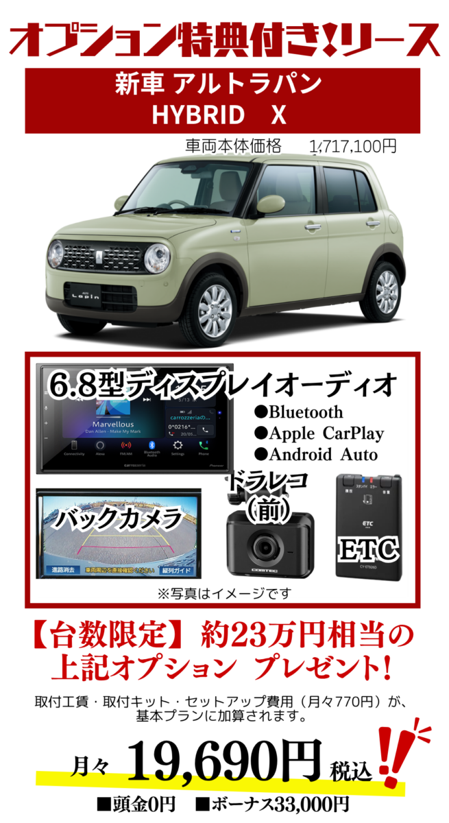 新車アルトラパンのカーリース見積もり