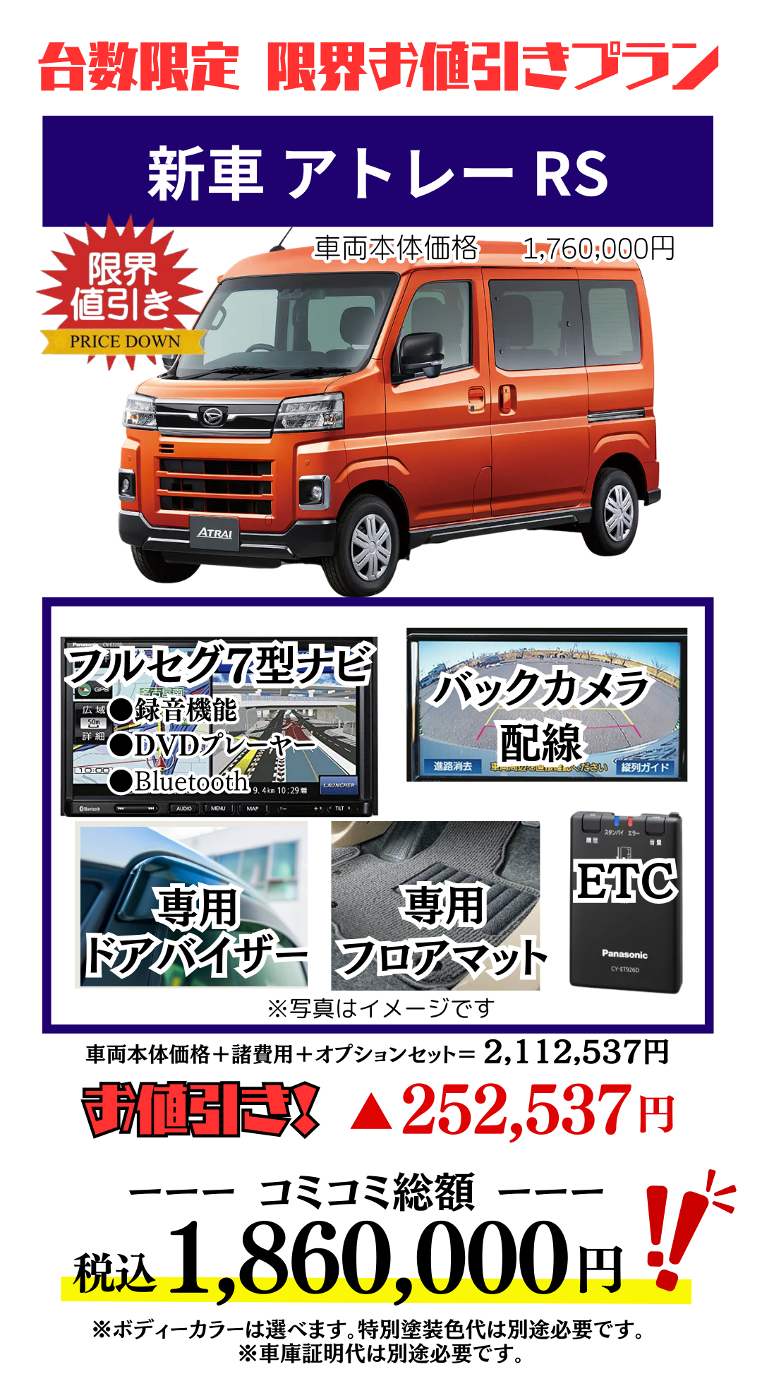 新車アトレーRSの限界値引きプラン見積もり