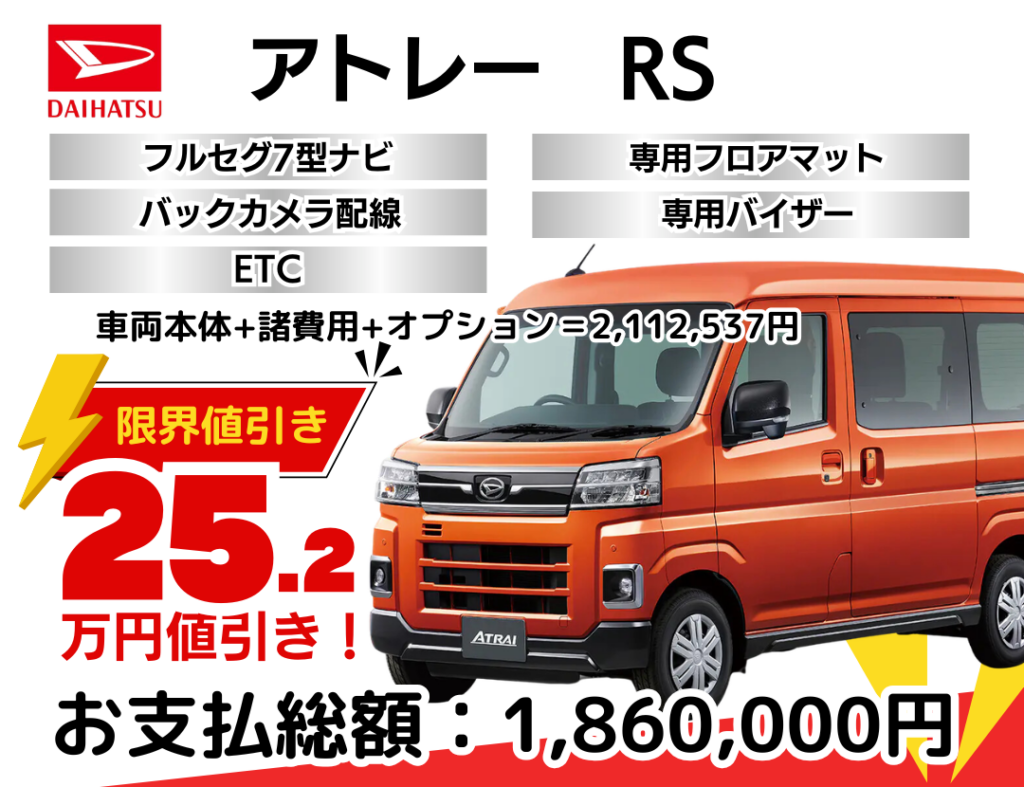 新車アトレーの限界値引きプラン