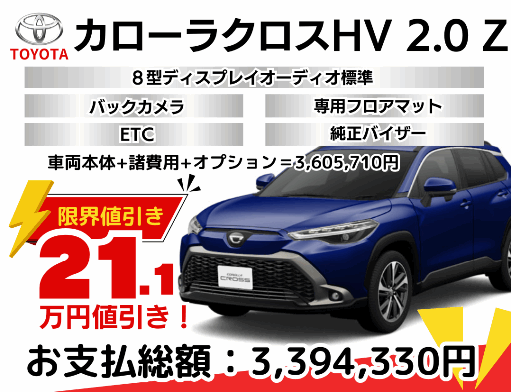 新車カローラクロスハイブリッドの限界お値引きプラン