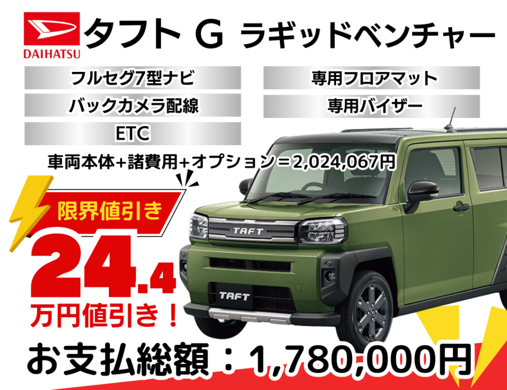 新車タフトGラギッドベンチャーの限界お値引きプラン
