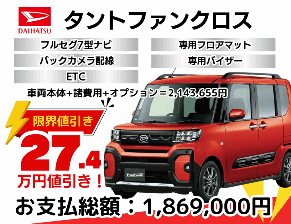 新車タントファンクロスの限界値引きプラン