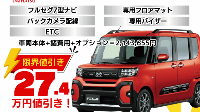 新車タントファンクロスの限界値引きプラン