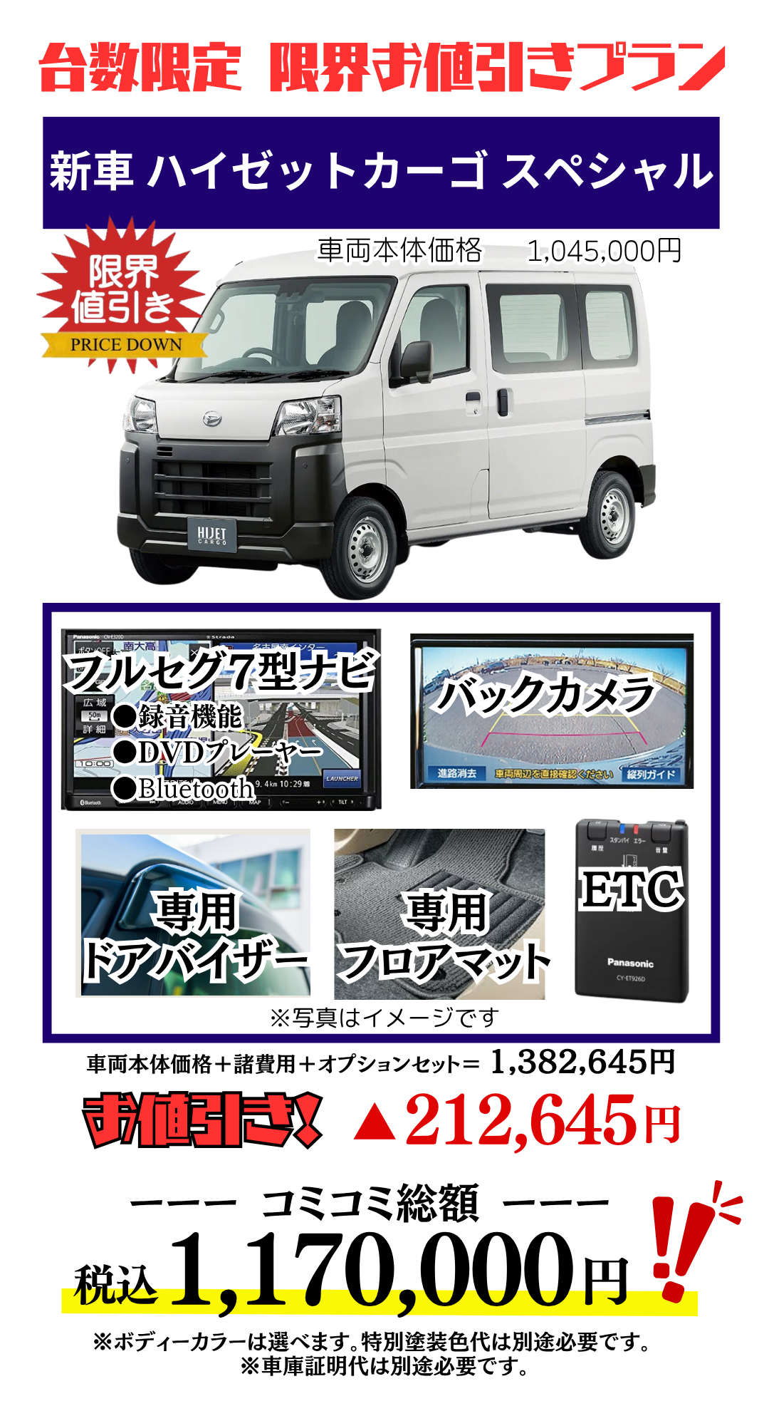新車ハイゼットカーゴの限界値引きプラン見積もり