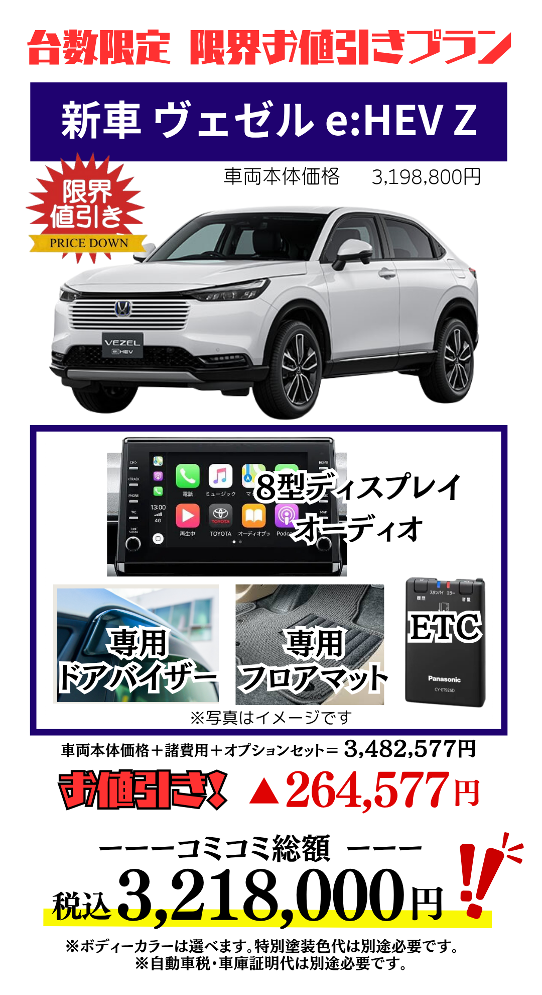 新車ヴェゼルの限界値引きプラン見積もり
