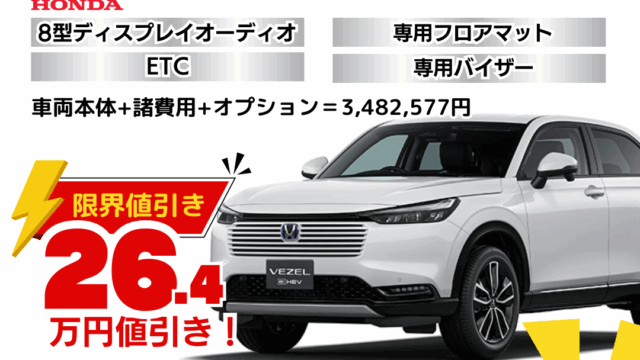 新車ヴェゼルの限界値引きプラン
