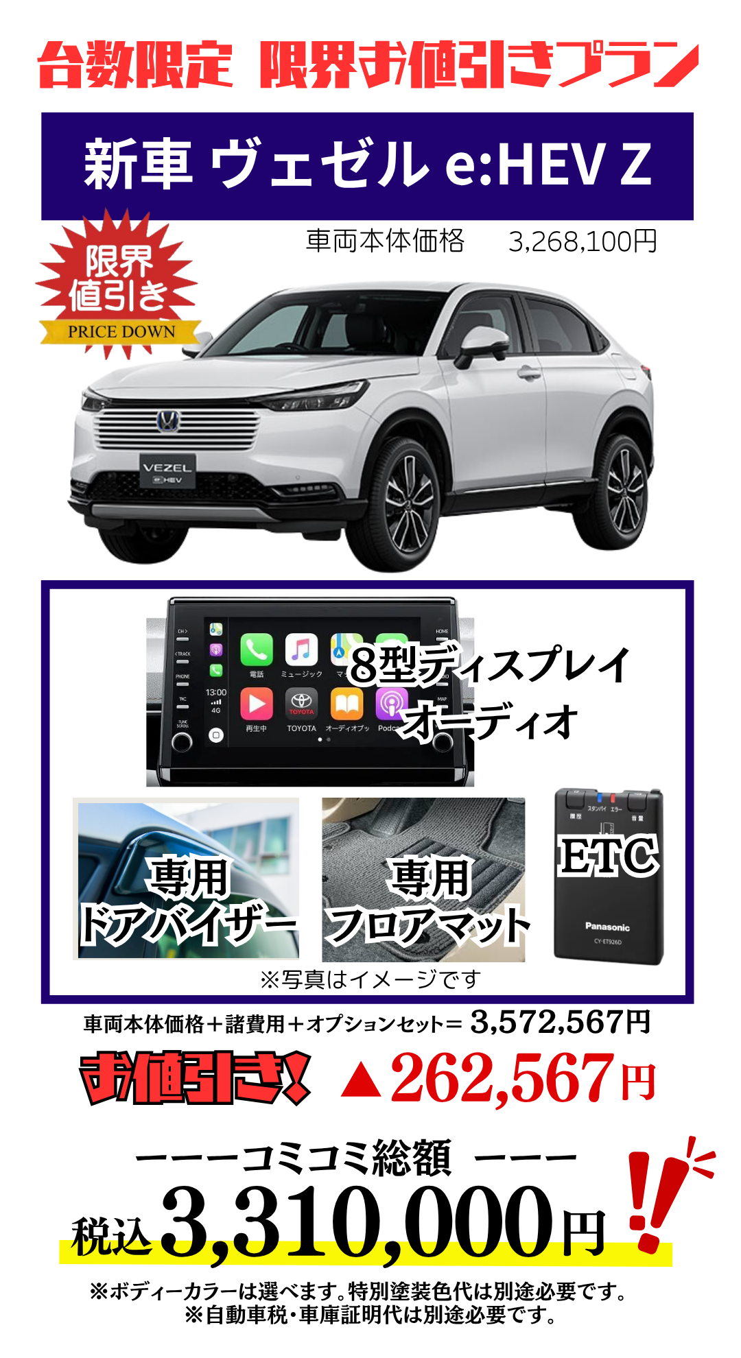 新車ヴェゼルの限界値引きプラン見積もり