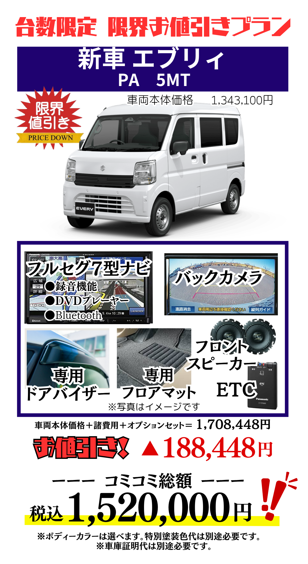 新車エブリイを限界値引き│神戸・明石・加古川で新車を安く買うなら