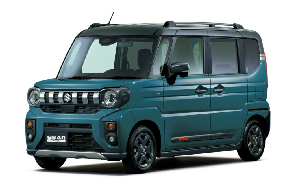 スペーシアギアのデニムブルーメタリック ガンメタリック2トーンルーフ