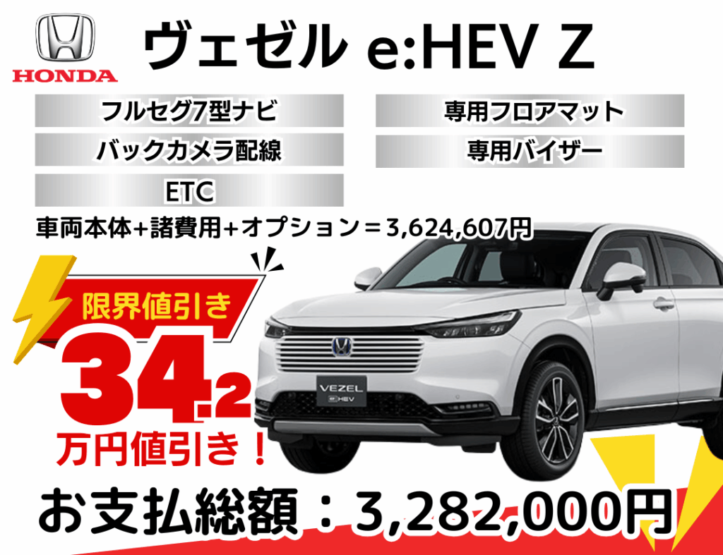 新車ヴェゼルの限界お値引きプラン