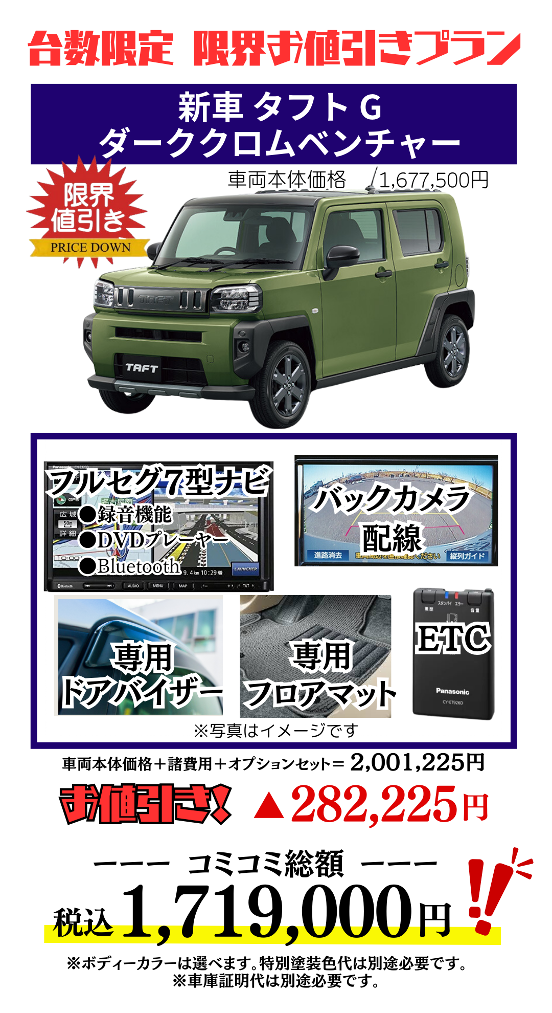 新車タフトダーククロムベンチャーの限界お値引きプラン見積もり