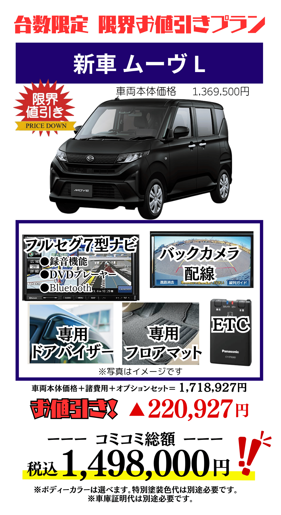 新車ムーヴの限界値引きプランお見積り