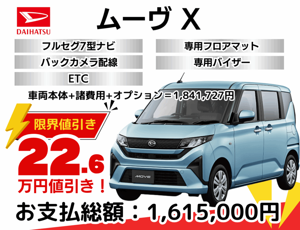 新車ムーヴの限界値引きプランのお見積り
