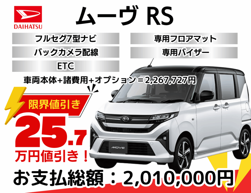 新車ムーヴの限界値引きプラン