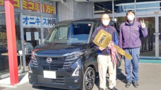 S様。新車ルークスの黒色を御納車。フラット7リース２台目のお客様。