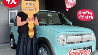 明石西店、Ｎ様　新車アルトラパンの納車のお写真。