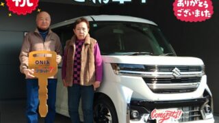 明石西店　Ｈ様、新車　スペーシアカスタムの納車のお写真です。