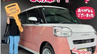 明石西店　D様　新車　ムーヴキャンバスの納車写真です。