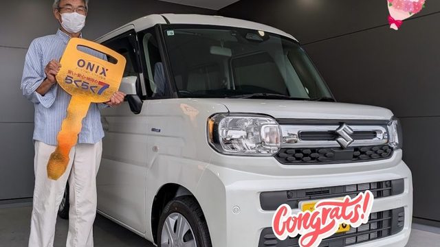 明石西店　Ｓ様　新車　スペーシアの納車のお写真です。