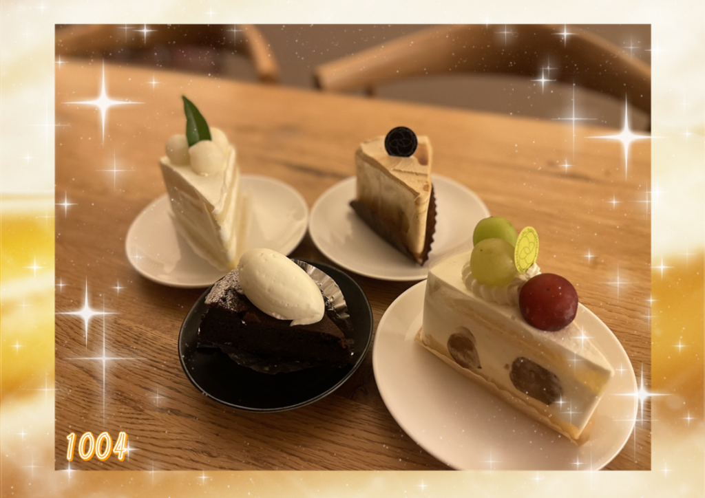 ぶどうや、和なし等、ショートケーキの写真